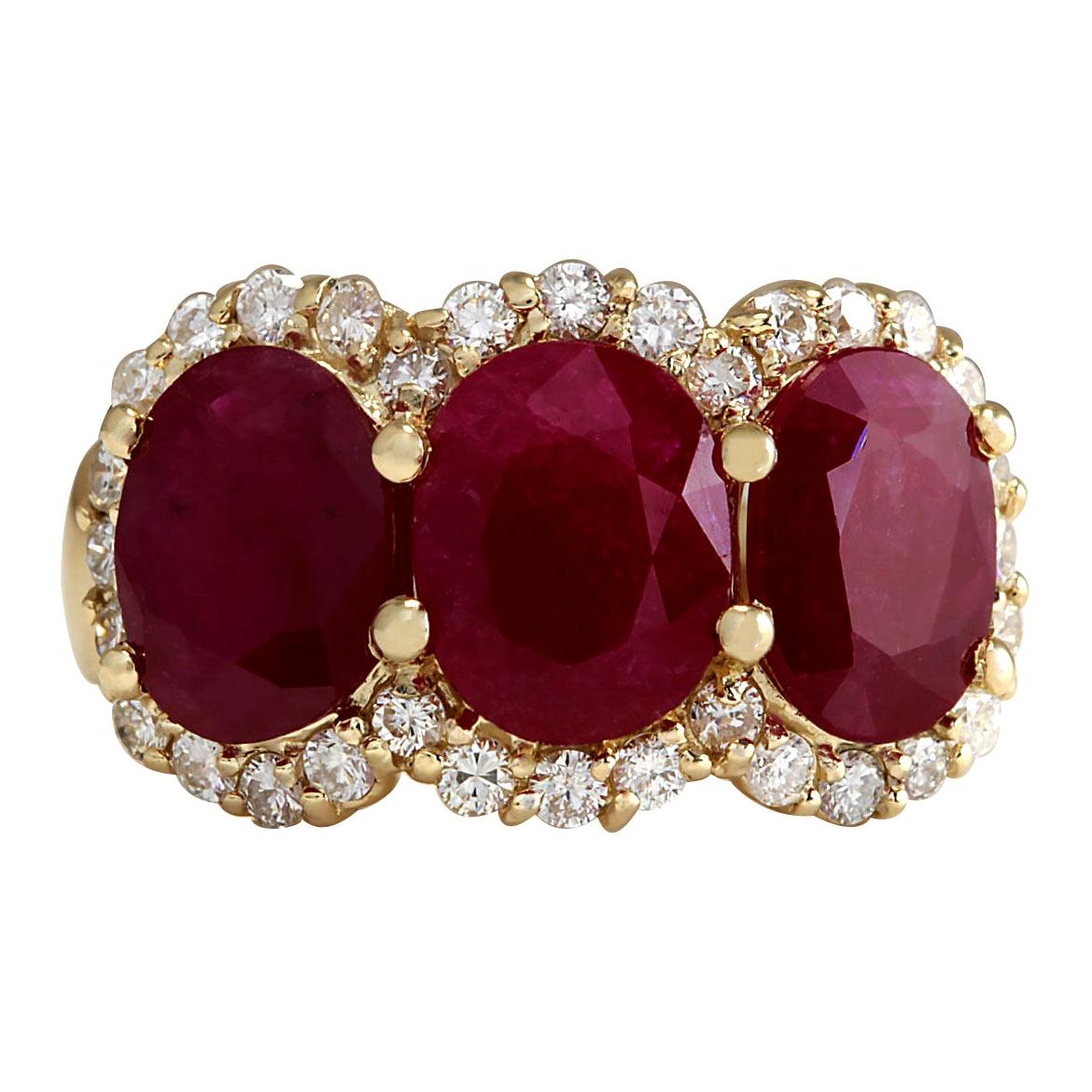 Ruby Diamond Ring In 14 Karat Yellow Gold  For Sale
