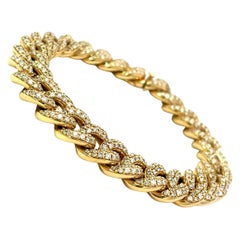 Pulsera de eslabones cubanos con diamantes en oro amarillo de 6,82 qt