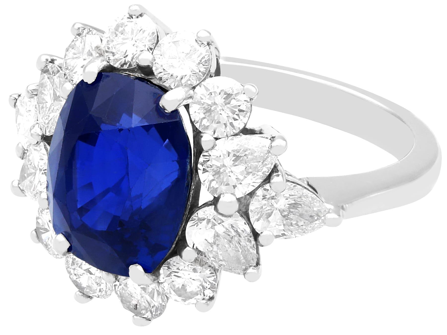 Women's or Men's 6.83 Carat Ceylon Sapphire 2.84 Carat Diamond Platinum Cocktail Ring Circa 1970 For Sale