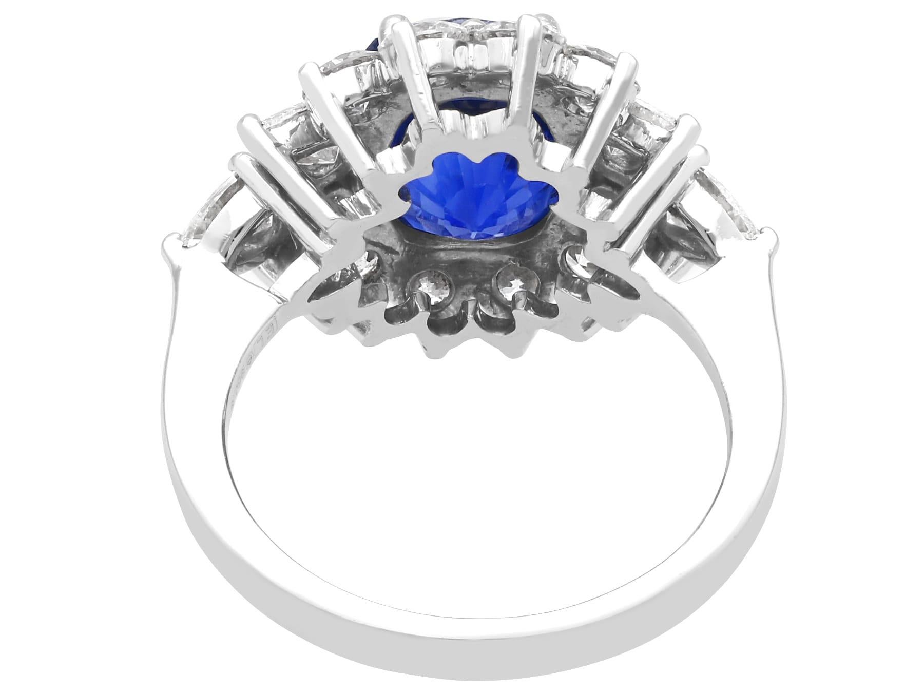 6.83 Carat Ceylon Sapphire 2.84 Carat Diamond Platinum Cocktail Ring Circa 1970 For Sale 1