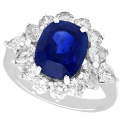 6.83 Carat Ceylon Sapphire 2.84 Carat Diamond Platinum Cocktail Ring Circa 1970
