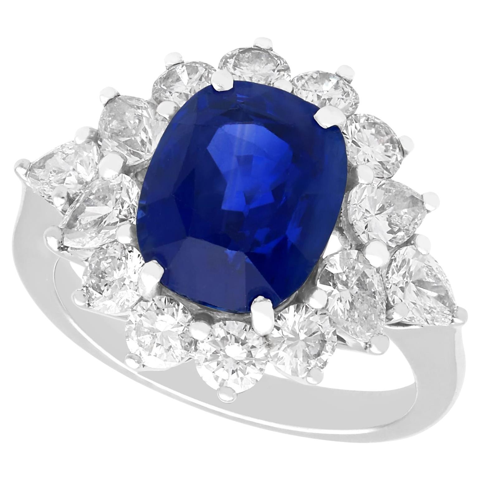 6,83 Karat Ceylon Saphir 2,84 Karat Diamant Platin Cocktail Ring CIRCA 1970