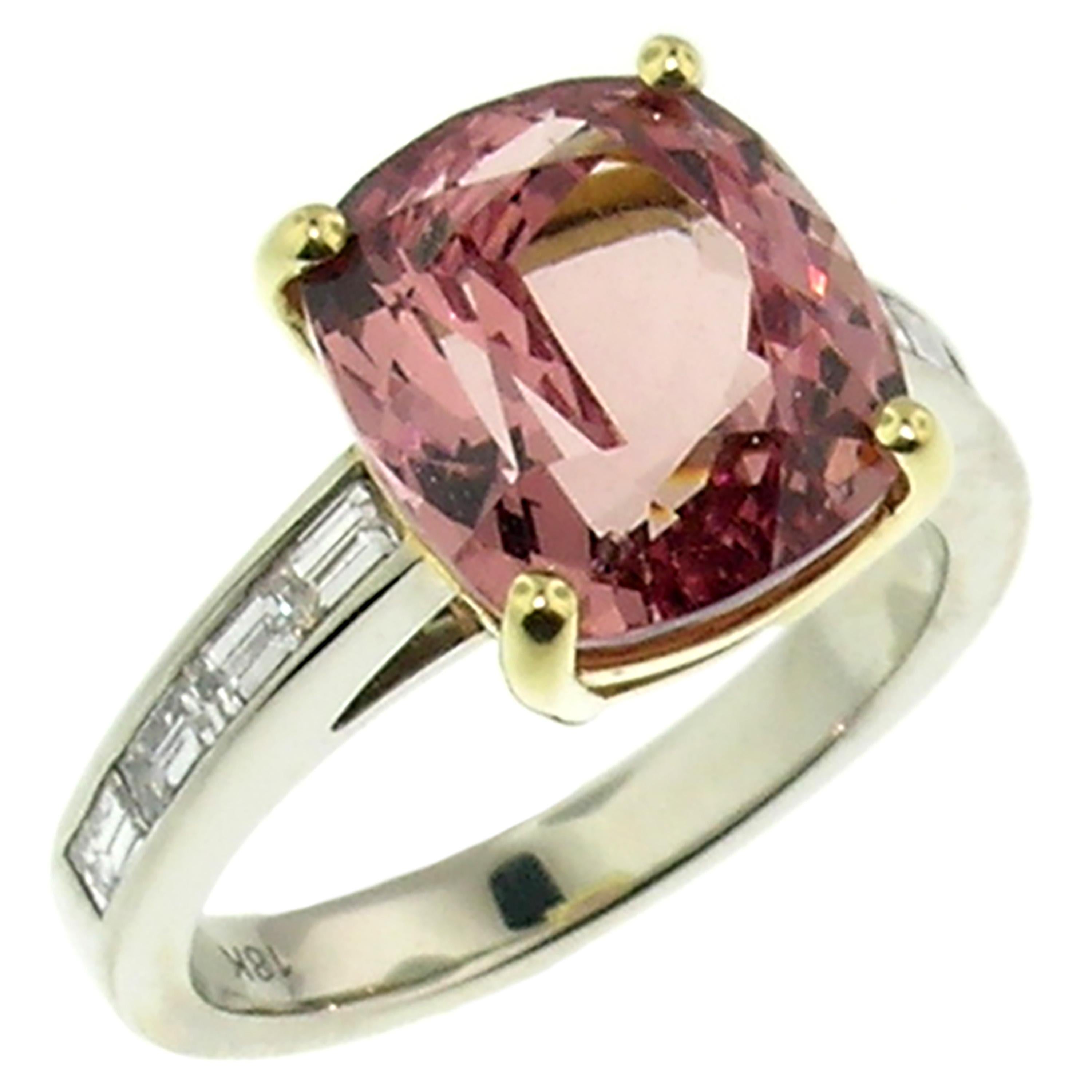 6.83 Carat Mahenge Pink Garnet in 18kt Gold and Diamond Ring by Cynthia Scott