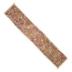 68,35 Karat Ausgefallenes 14 Karat Gold Manschettenarmband mit Diamanten