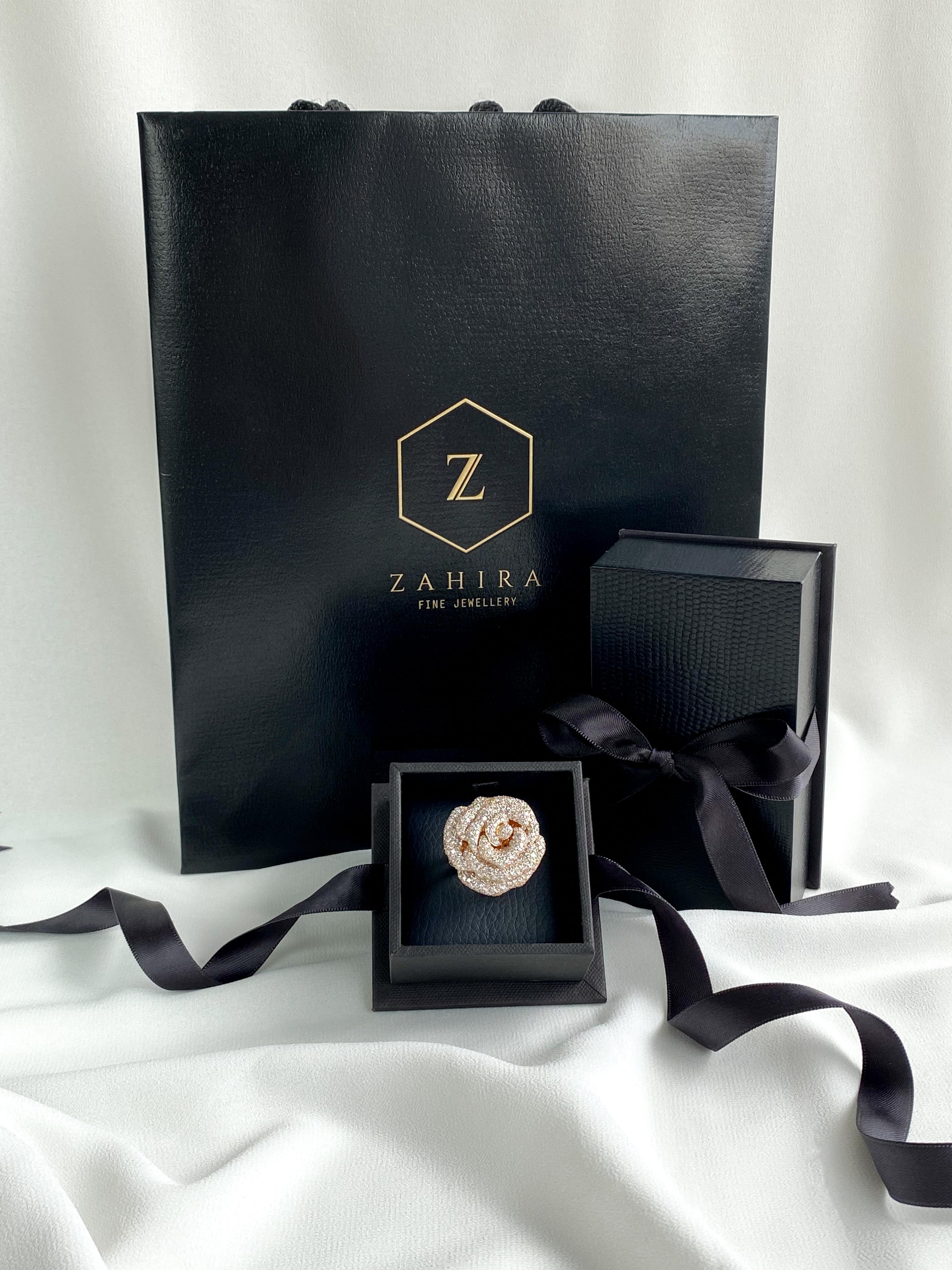 6.84 Carat Exquisite Diamond Pave Rose Ring in 18 Karat Pink Gold For Sale 3
