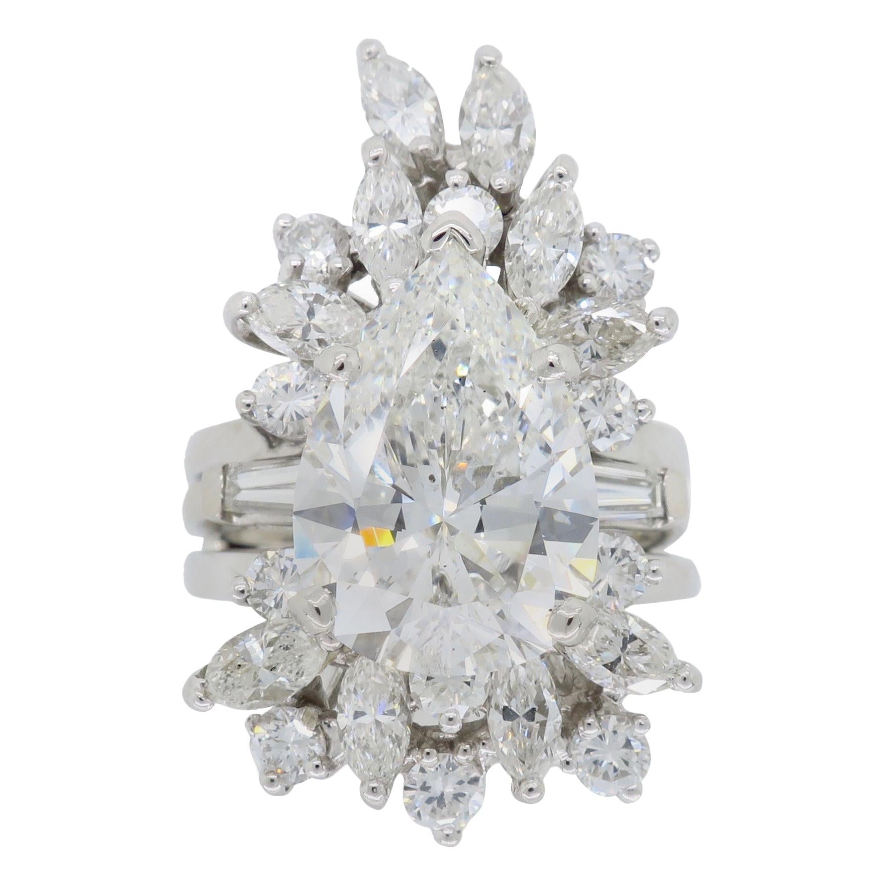 Pear Shaped Diamond Engagement Ring with Custom Diamond Wrap