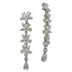 6.84 Carats Pear, Marquise, Round Diamonds 18K White Gold Dangling Earrings