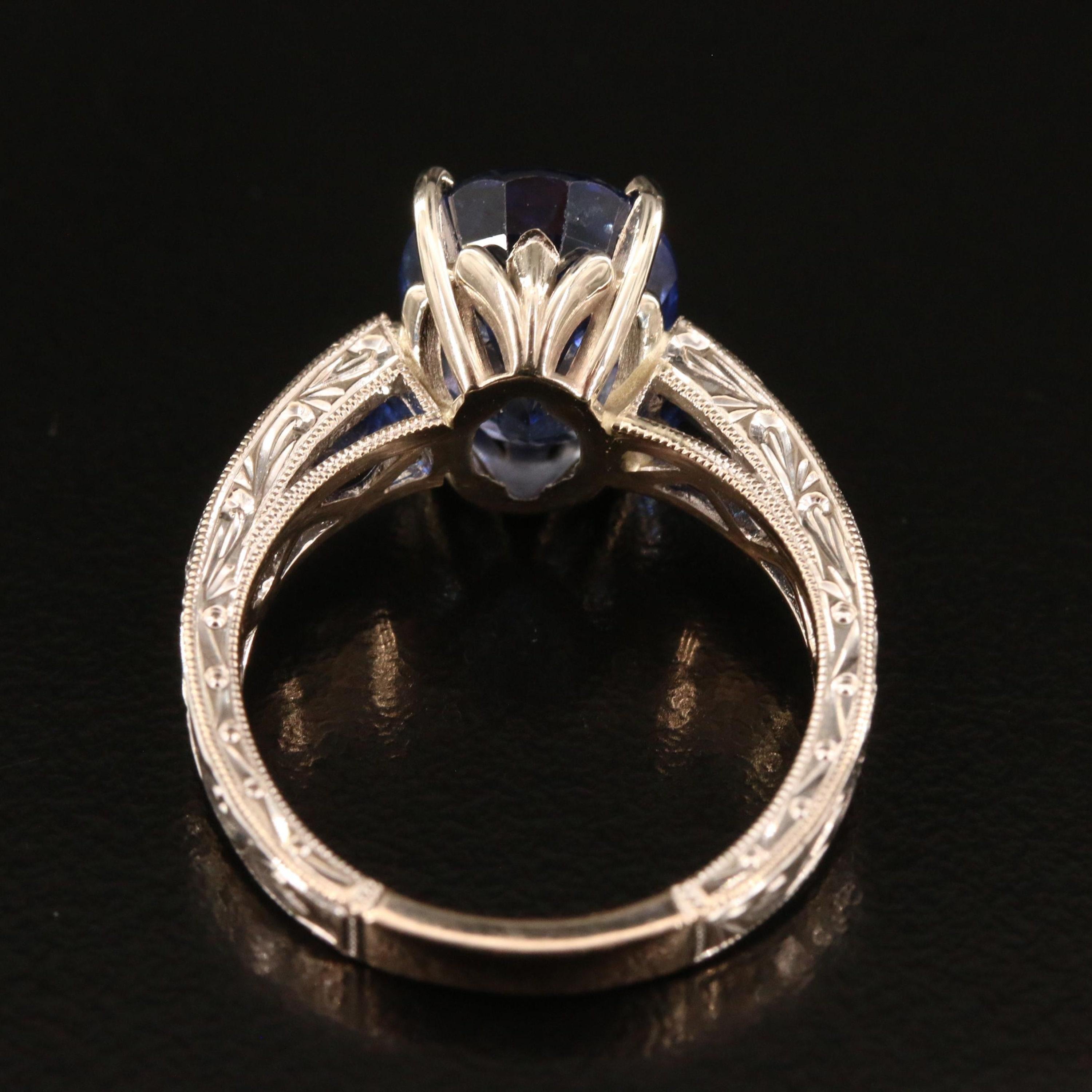 For Sale:  18K Gold 5 Carat Natural Sapphire and Diamond Modern Style Engagement Ring 4