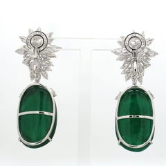 68.40 Carat Diamond Emerald 14 Karat White Gold Chandelier Earrings
