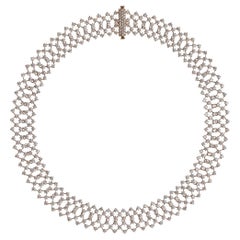 68.42 Gr White Diamond Net Collar Collier Necklace