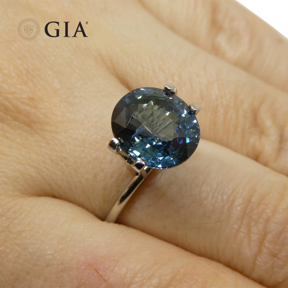 Zafiro Sirena Azul Teal Ovalado de 6,84 ct Certificado GIA Etiopía Contemporáneo en venta