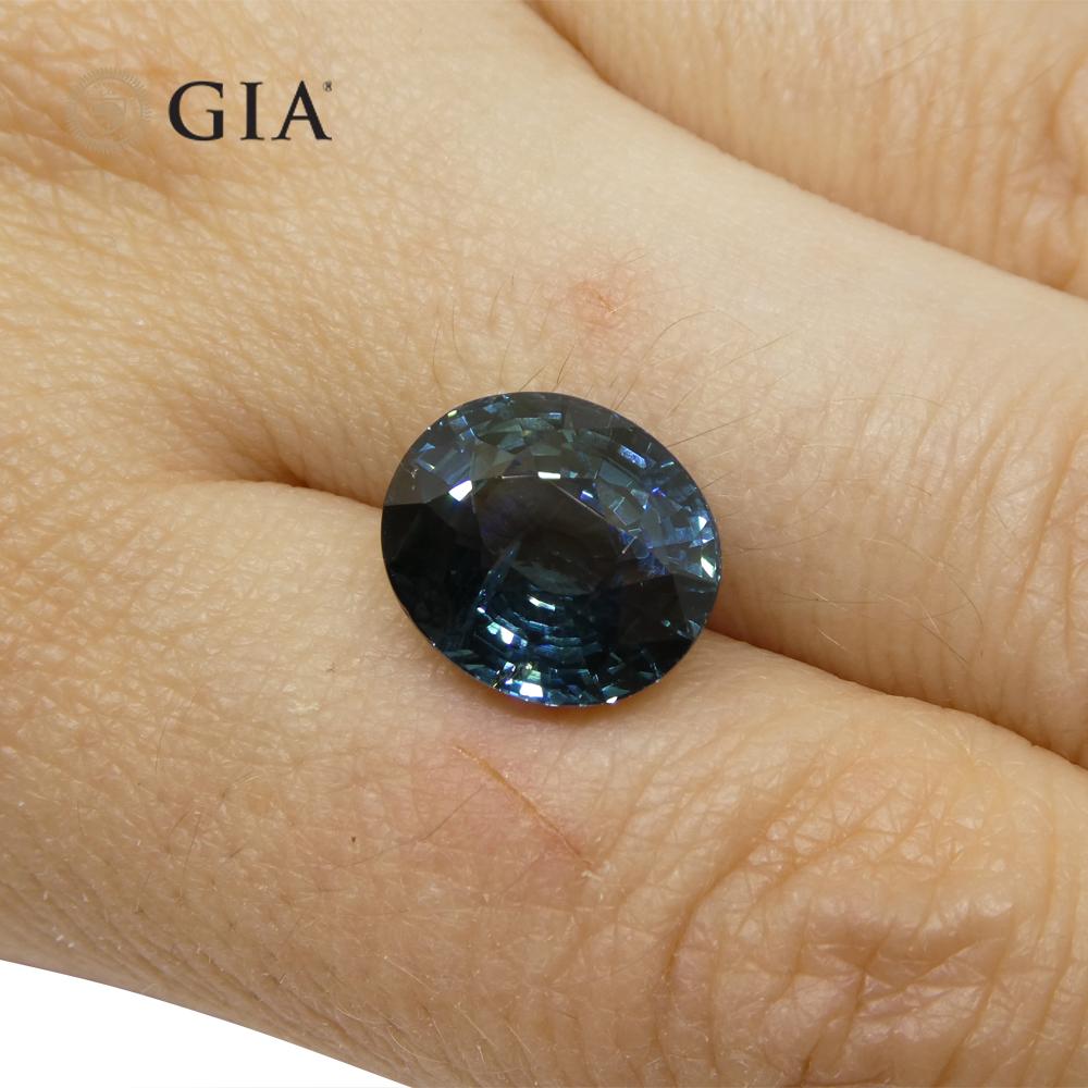 Zafiro Sirena Azul Teal Ovalado de 6,84 ct Certificado GIA Etiopía Corte oval en venta