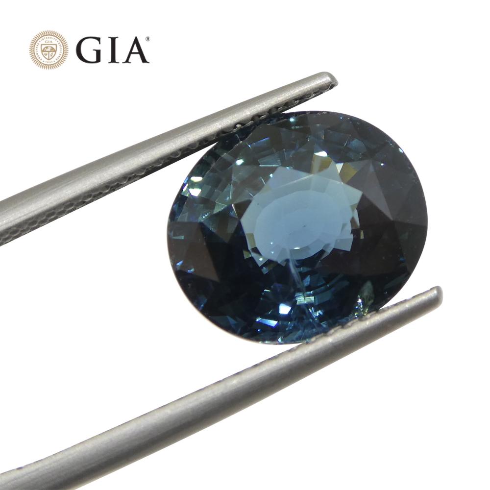 Contemporary 6.84ct Oval Teal Blue Mermaid Sapphire GIA Certified Ethiopia For Sale