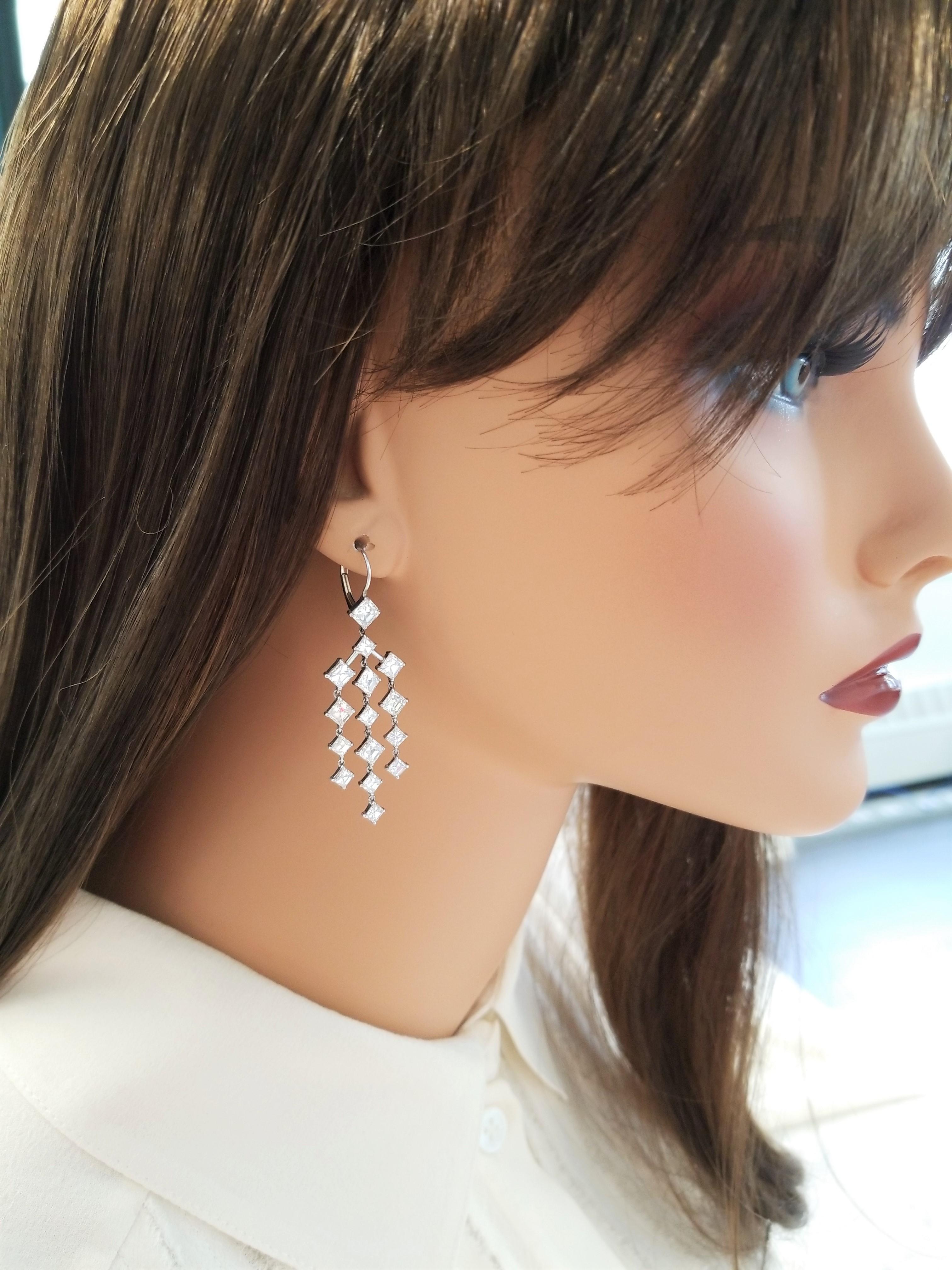 6.85 Carat Asscher/Square Emerald Cut Diamond Handmade Earring 1