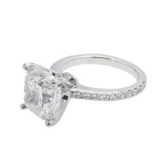 6.85 Carat Cushion Diamond Ring Brilliant White 18K Gold Refined Grandeur