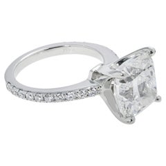 6.85 Carat Cushion Diamond Ring Brilliant White 18K Gold Refined Grandeur