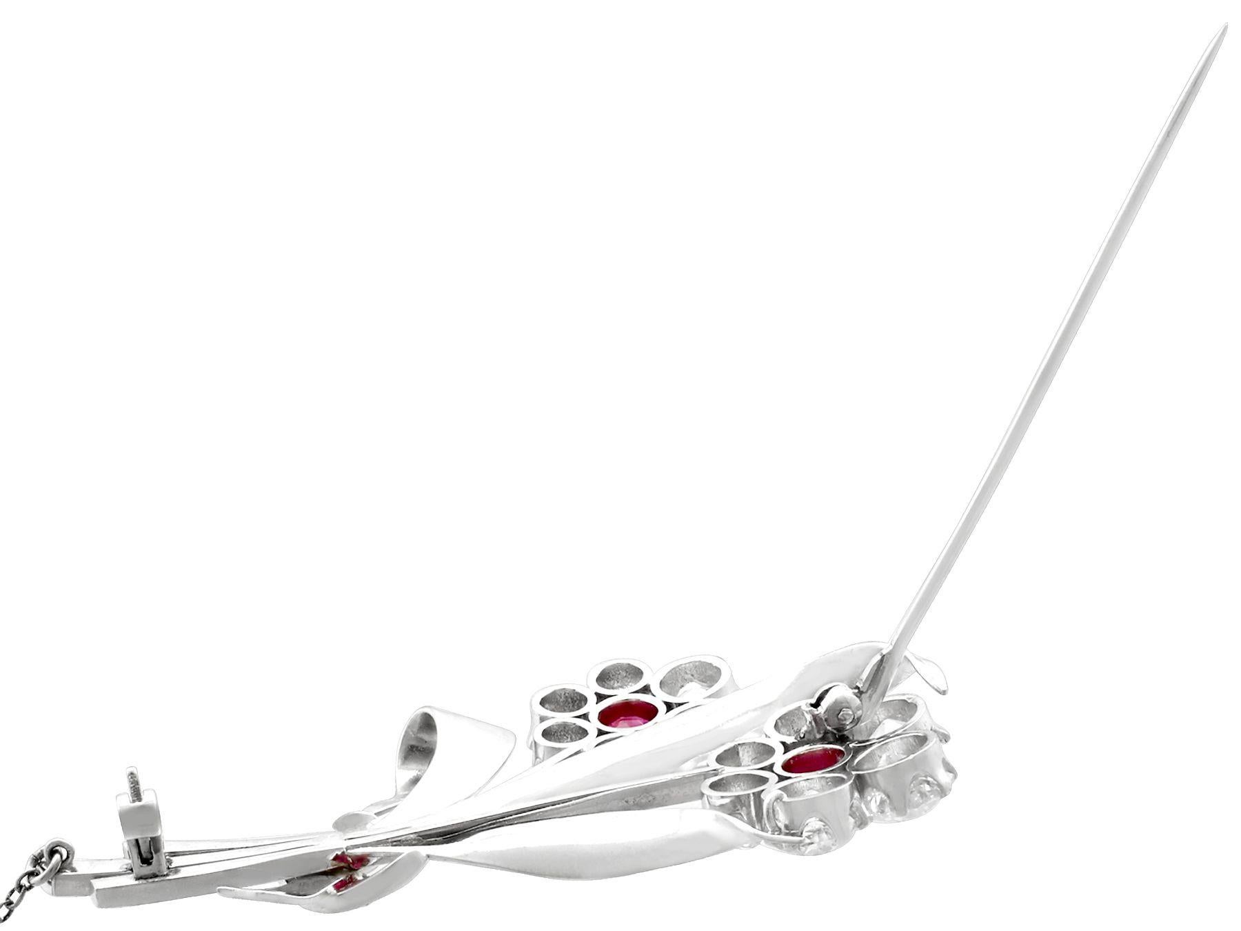 6.85 Carat Diamond Ruby Floral Bouquet Brooch For Sale 1