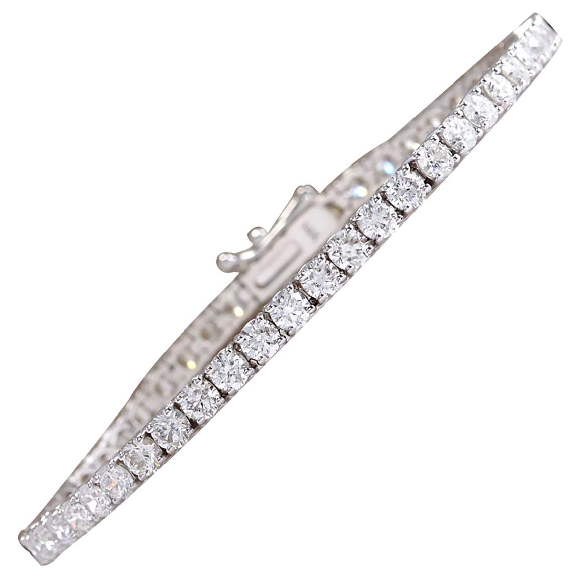 6.85 Carat Diamond 14 Karat White Gold Bracelet For Sale