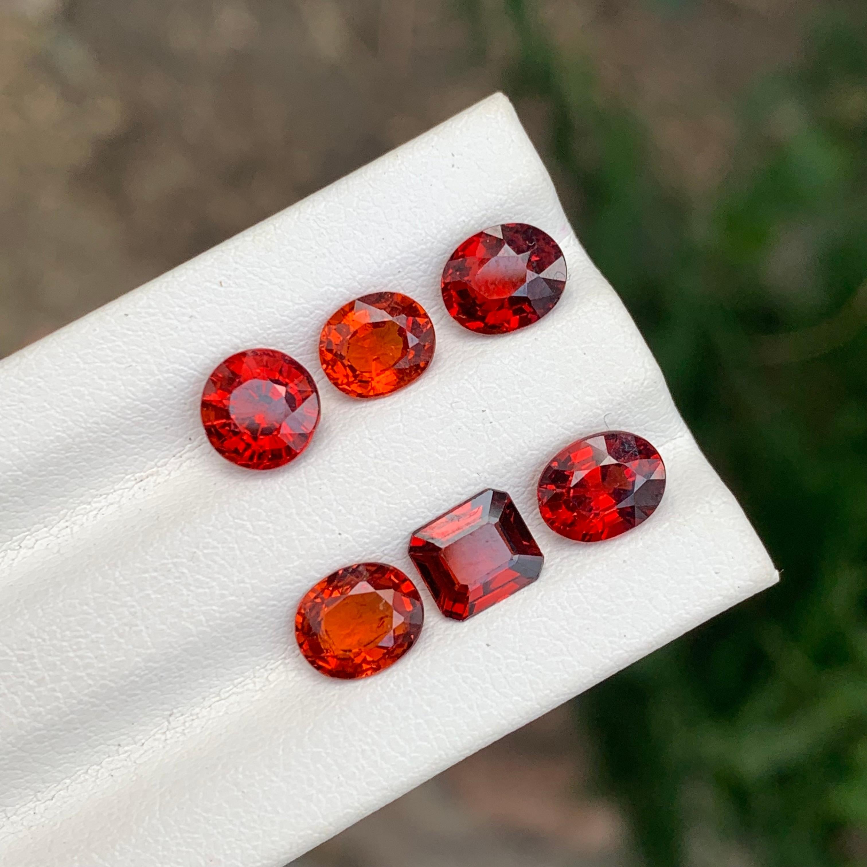6.85 Carat Natural Loose Spessartine Garnet Lot For Jewellery Making In New Condition For Sale In Peshawar, PK