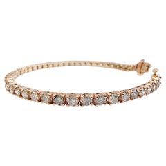 6.85 Carat Round Brilliant Natural Diamond Tennis Bracelet 14 Karat Rose Gold
