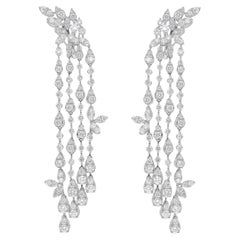 6.85 Carat SI Clarity HI Color Diamond Chandelier Earrings 18 Karat White Gold
