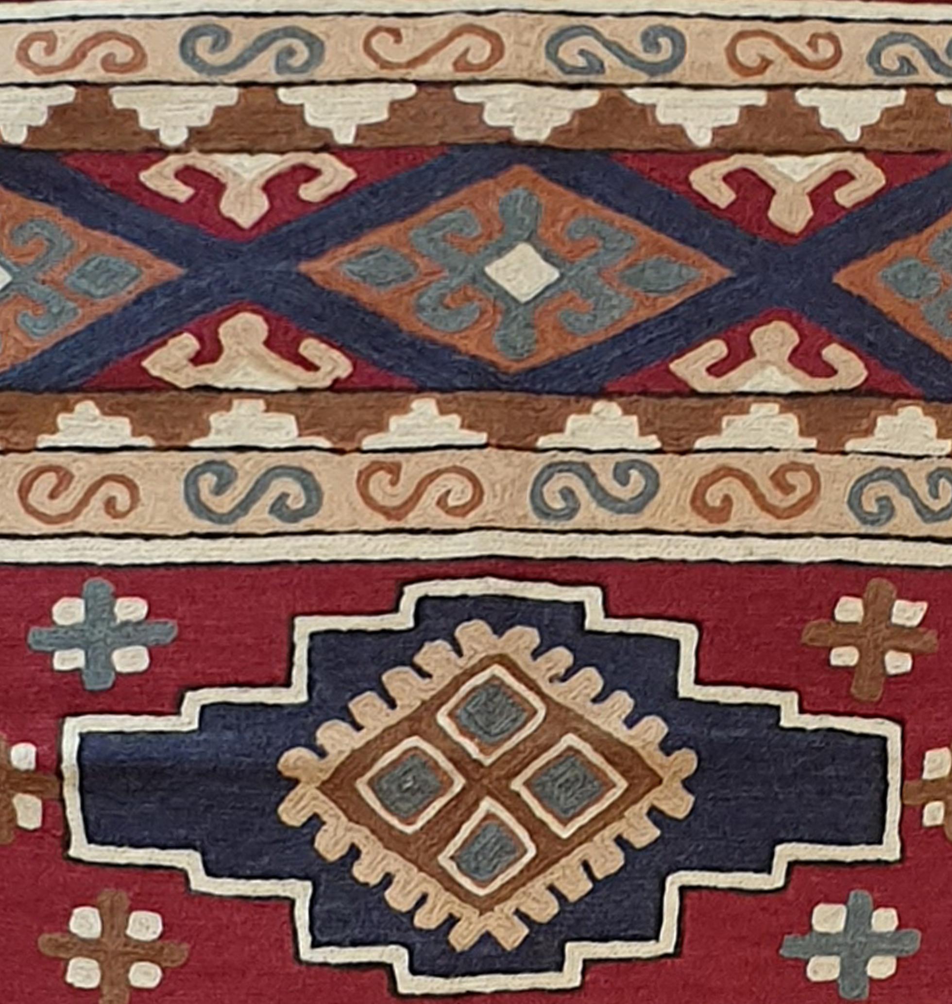 N° 685, Indian Kilim handmade in 19th century.
High quality, beautiful graphics and remarkable finesse.
Perfect state of preservation.

Measures: 156 x 91 cm.
  