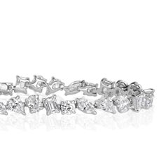 Bracelet de tennis en or blanc 18k avec diamant de forme fantaisie de 6,85ct