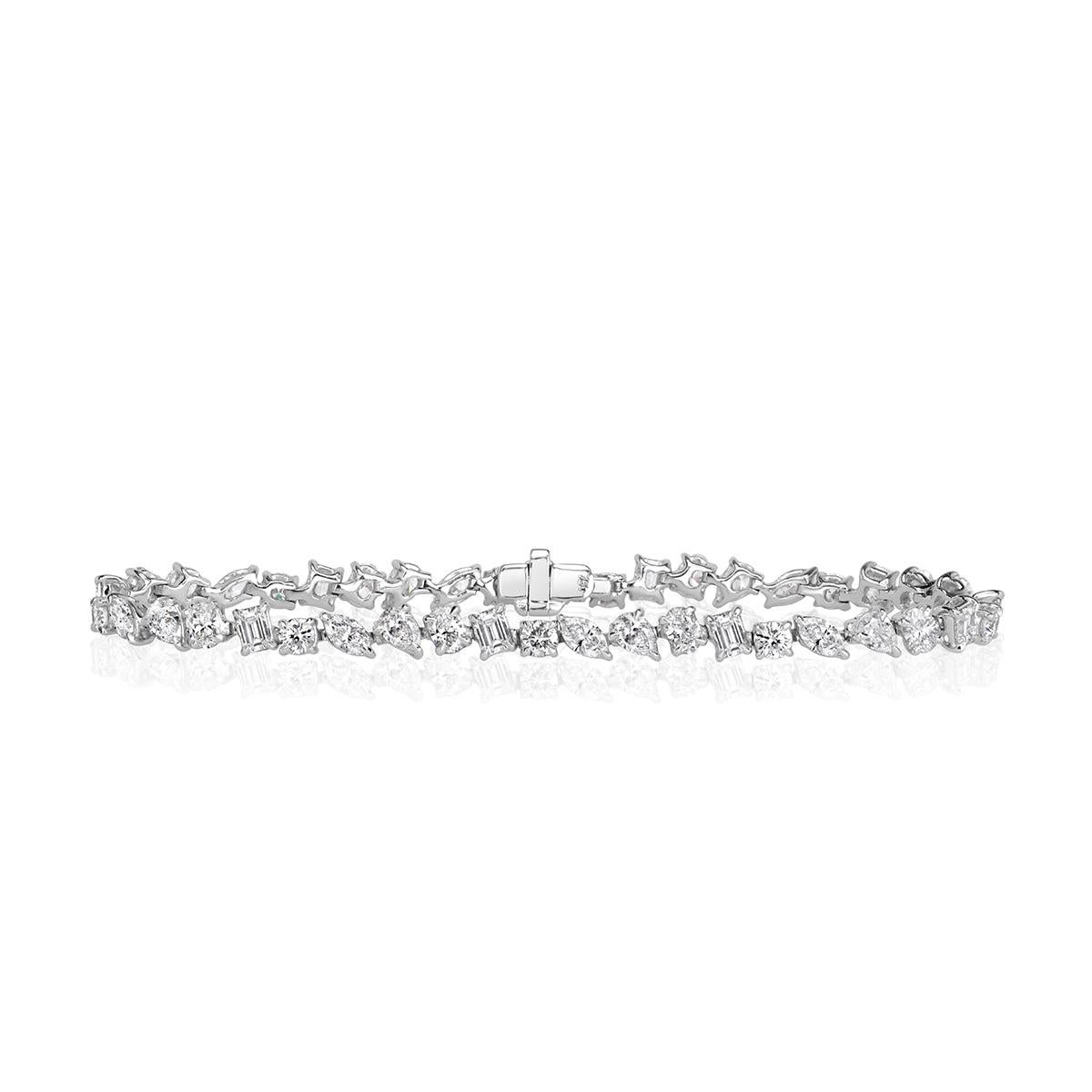 6.85ct Fancy Shape Diamond Tennis Bracelet in 18k White Gold