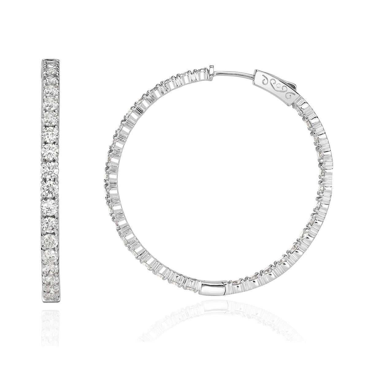 6.85ct Round Brilliant Cut Diamond Hoop Earrings