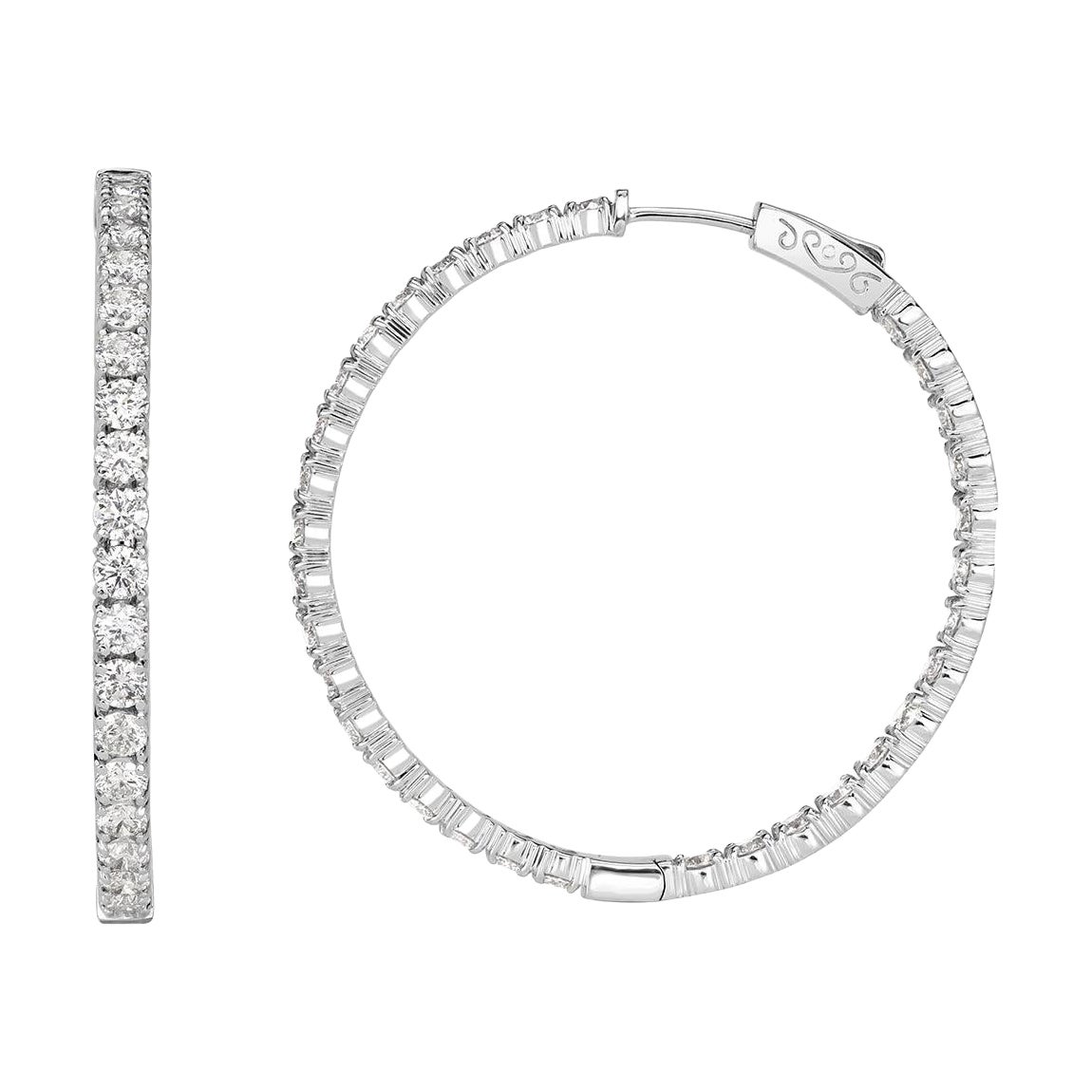 6.85ct Round Brilliant Cut Diamond Hoop Earrings For Sale