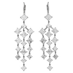6.85cts Asscher-Cut Diamond Gold Dangle Chandelier Drop Earrings