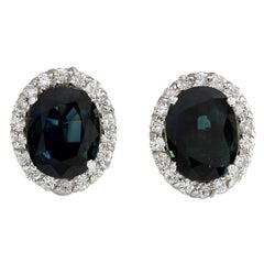 Sapphire Diamond Earrings In 14 Karat White Gold 