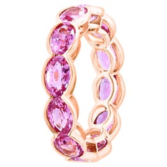 6.86 Carat Pink Sapphire Oval Cut Eternity Band Ring