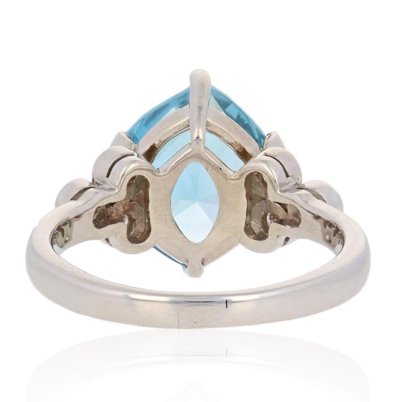 For Sale:  6.86ctw Fantasy Cut Blue Topaz & Diamond Ring, 14k White Gold 5