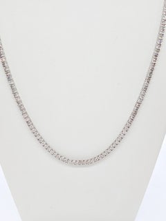MARKDOWN, 6.87ct Round-Brilliant Diamond Tennis Necklace in 14k White Gold 16"