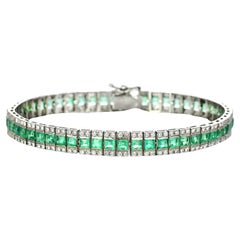 Bracciale di 6.87 carati di smeraldi naturali Greene & Greene e diamanti, realizzato in platino
