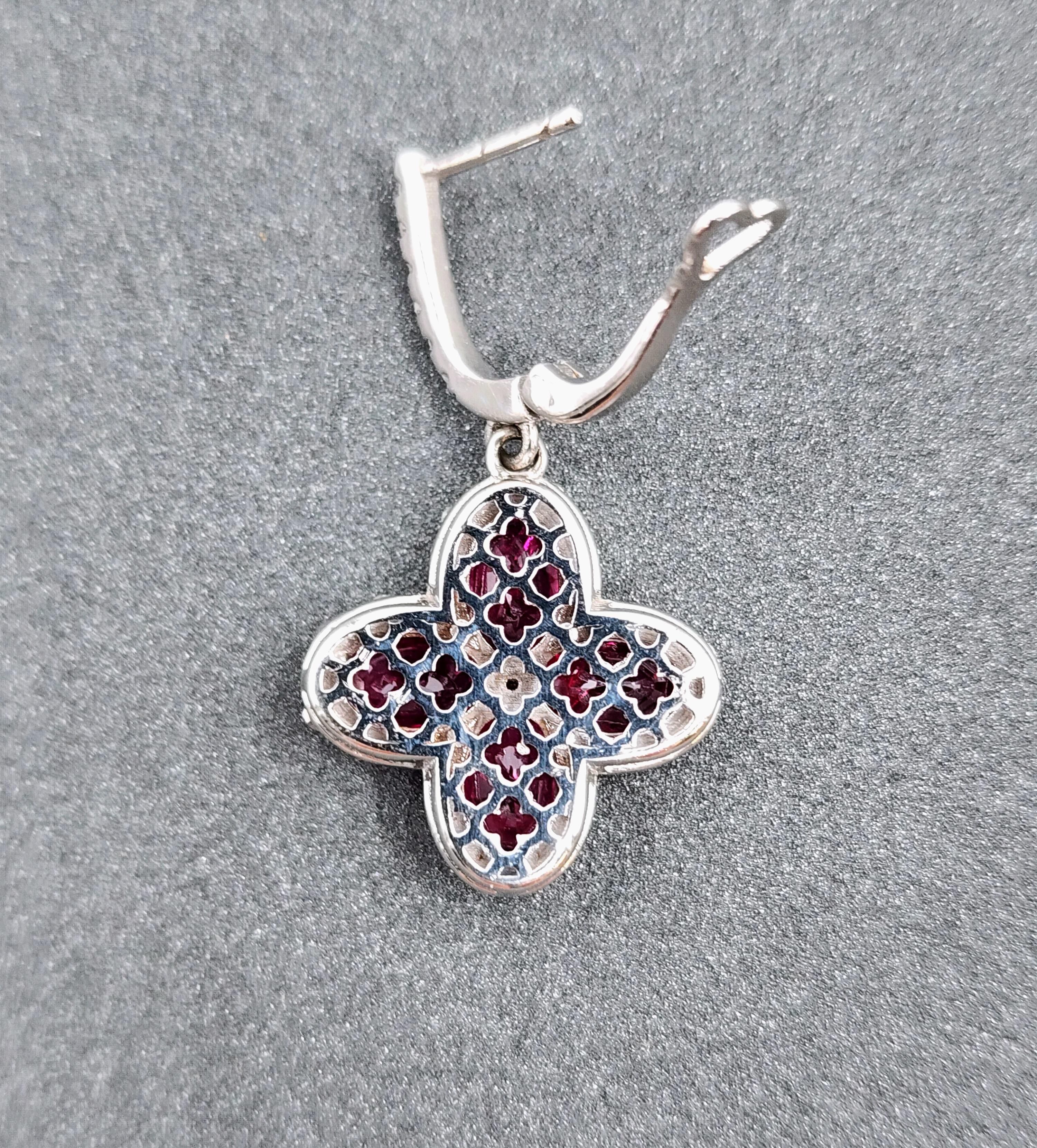 6.87 ct Natural Burma Ruby & Diamond Earrings For Sale 2