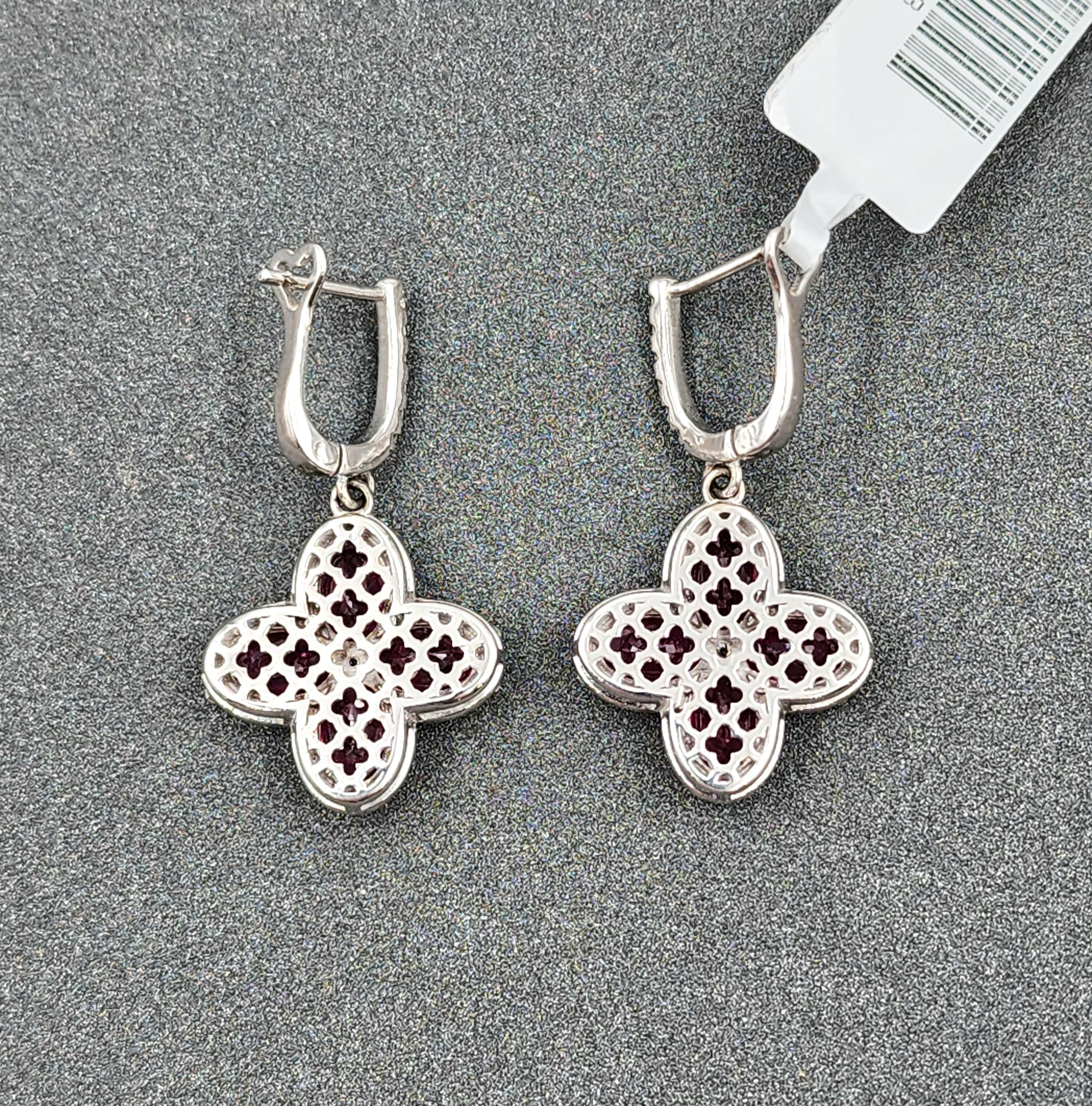 6.87 ct Natural Burma Ruby & Diamond Earrings For Sale 3