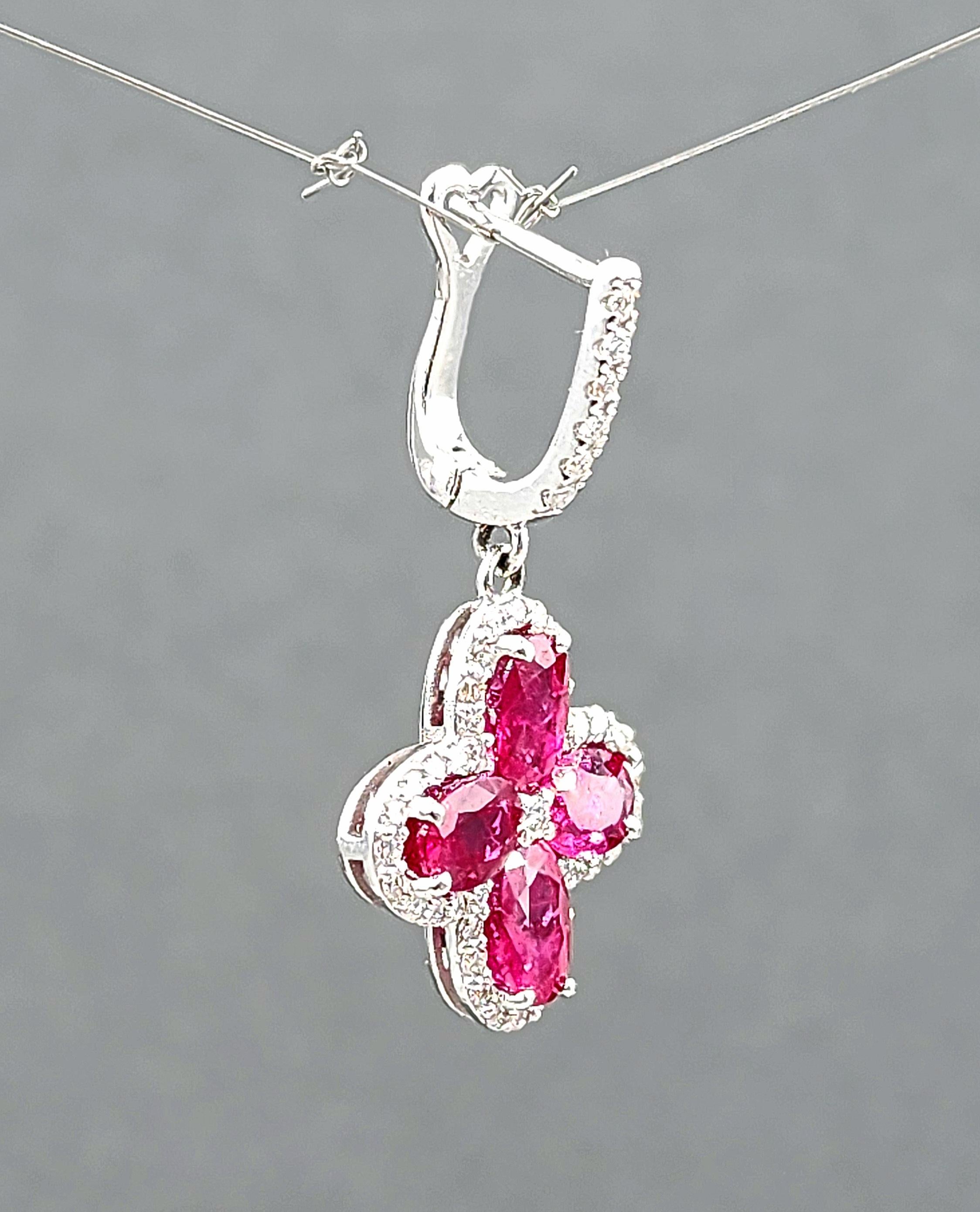 6.87 ct Natural Burma Ruby & Diamond Earrings For Sale 1