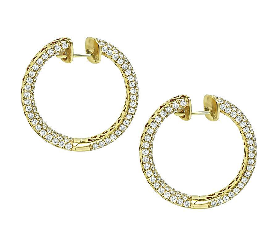 Pendientes Aros de Diamantes 6,87 ct Corte redondo en venta