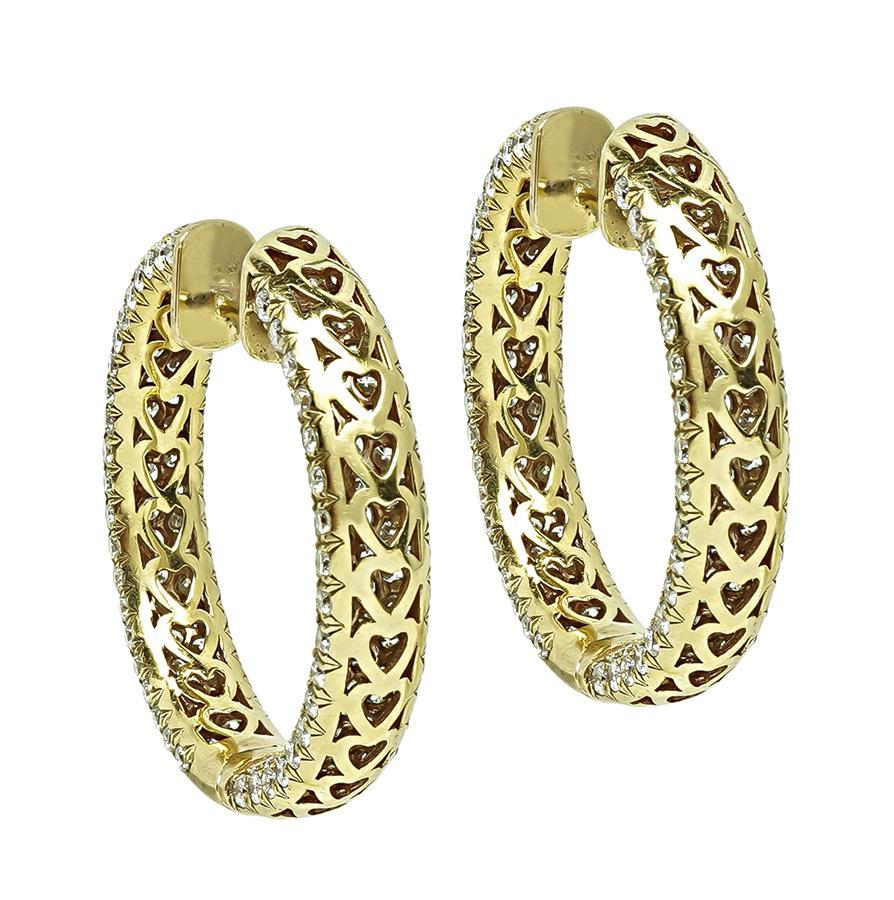 Pendientes Aros de Diamantes 6,87 ct en Bueno estado para la venta en New York, NY