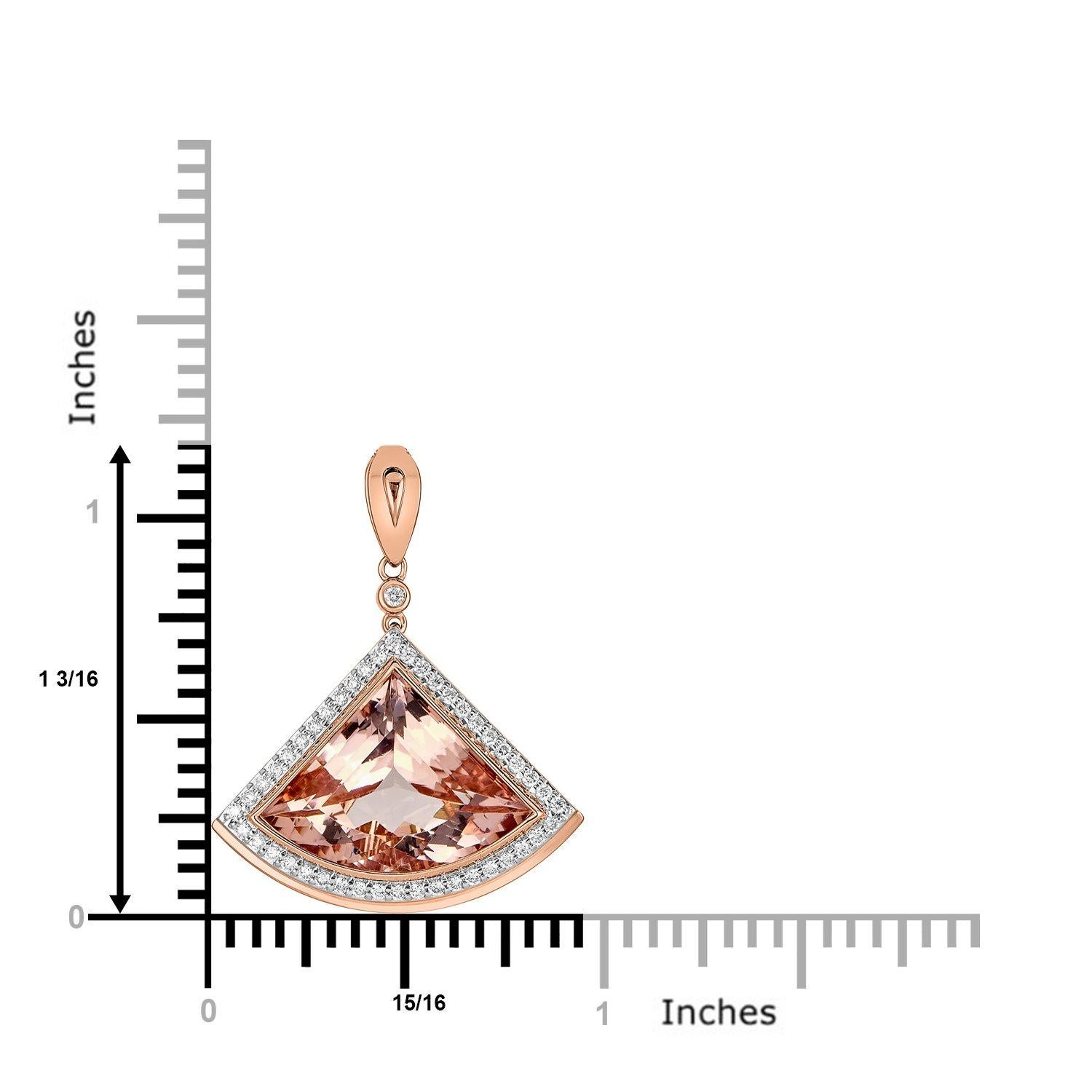 Featuring a trillion cut Morganite along with round Diamonds in a fashionable setting, this pendant can go from dressy to luxury style outfit. The glory of 14K two-tone gold makes the design more luxurious and eye-catchy.

6.87ct Morganite
0.27Tct