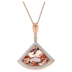 6.87ct Morganite Pendant with 0.27tct Diamonds Set in 14k Two Tone Gold