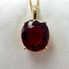 6.87ct Rubellite Tourmaline Pink Orange Fancy Oval Cut 18k Yellow Gold Pendant
