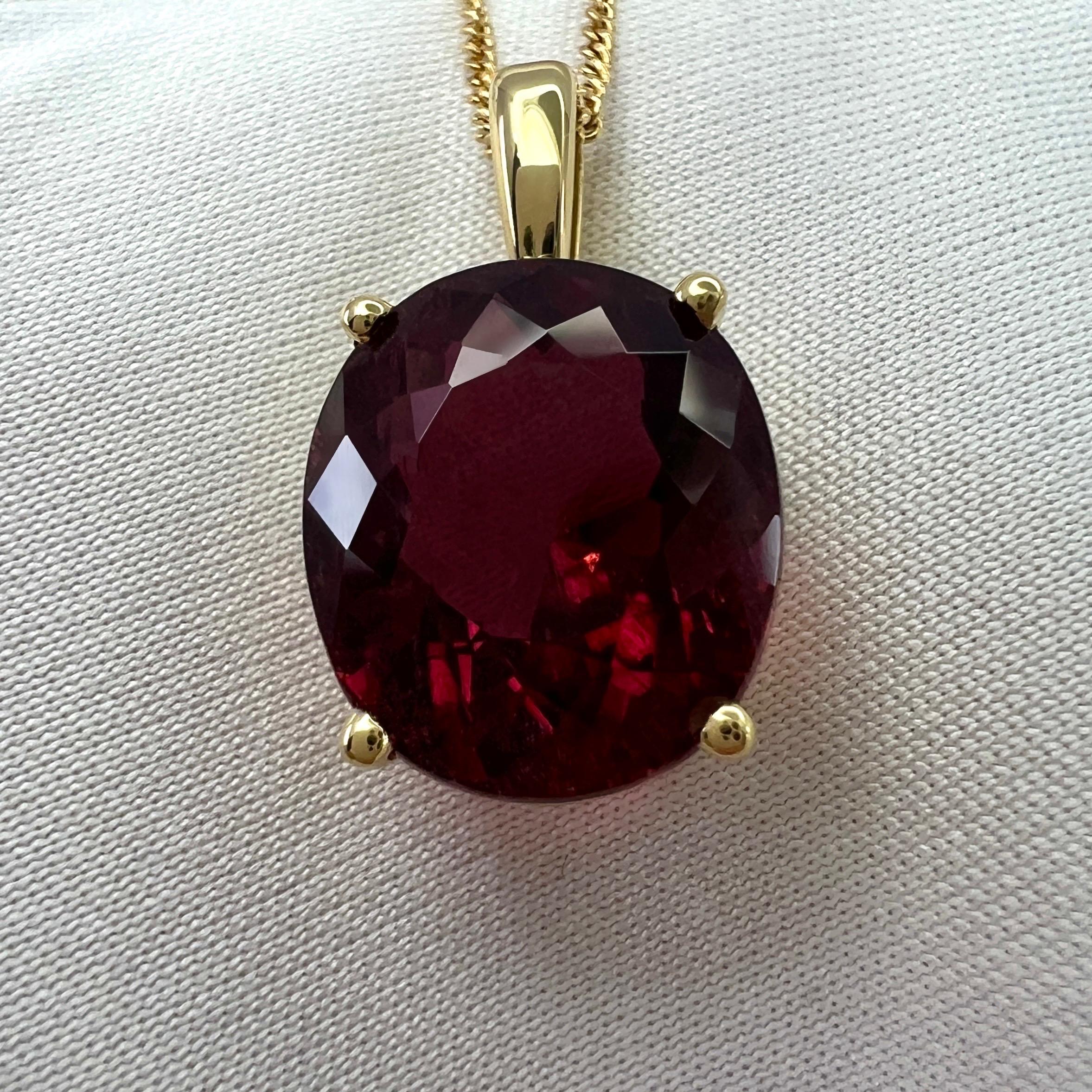 6.87ct Rubellite Tourmaline Pink Orange Fancy Oval Cut 18k Yellow Gold Pendant In New Condition For Sale In Birmingham, GB
