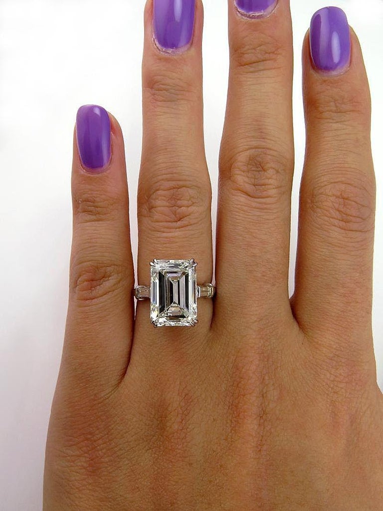 6.87 Carat Vintage Emerald Cut Diamond Wedding Platinum ...