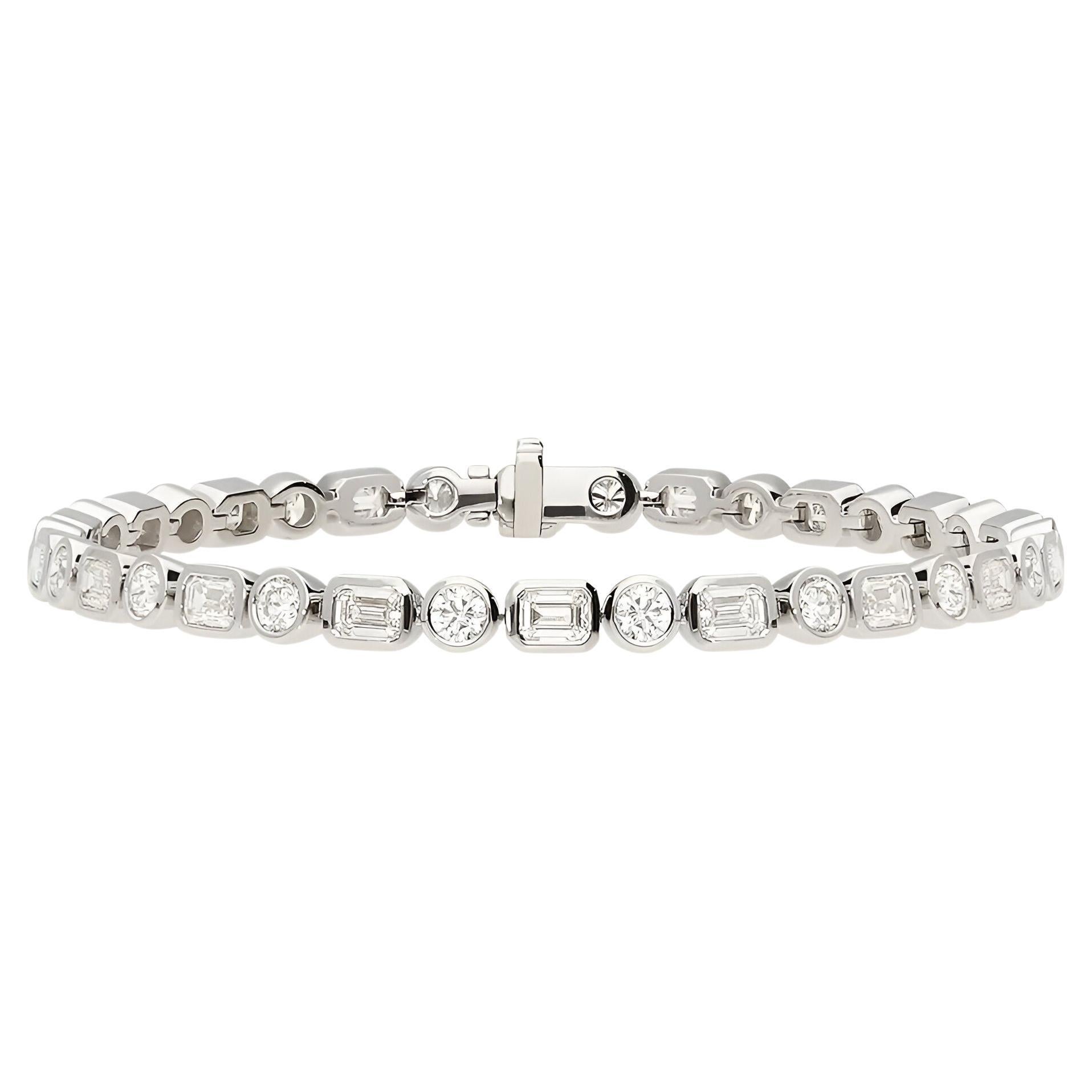 Pulsera de diamantes de 6,88 quilates en oro blanco de 18 quilates en venta
