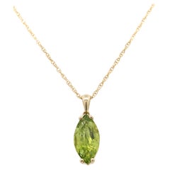 6.88 Carat Peridot Pendant Necklace in 14K Yellow Gold Rope Chain