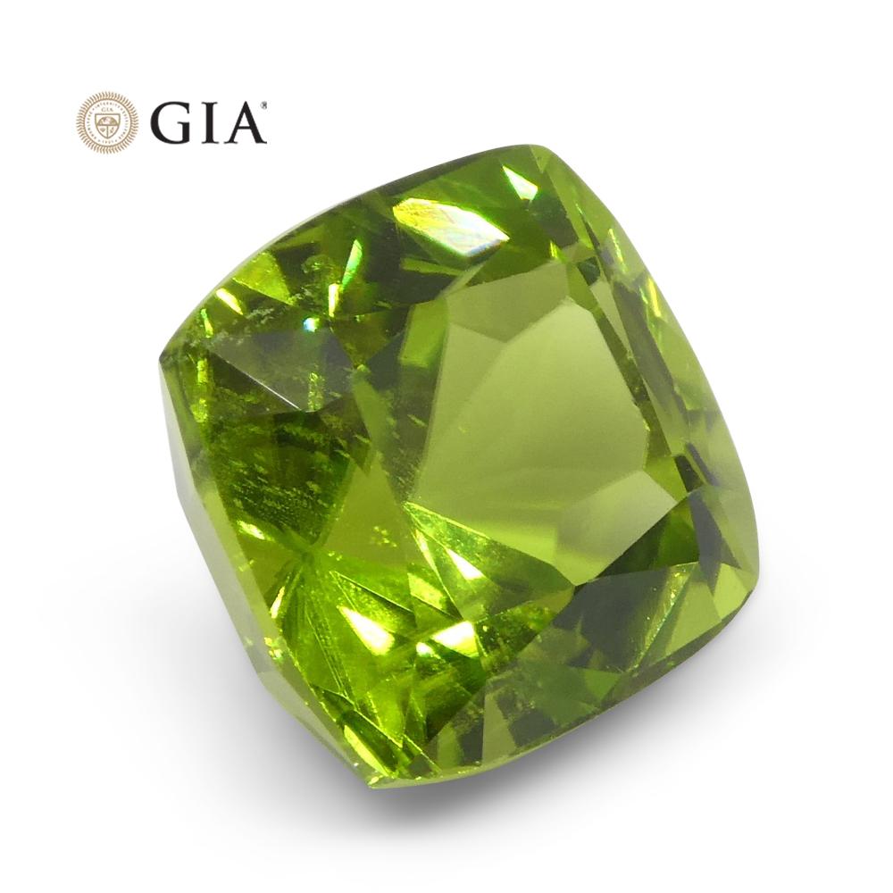 6.88ct Cushion Yellowish Green Peridot GIA Certified For Sale 4