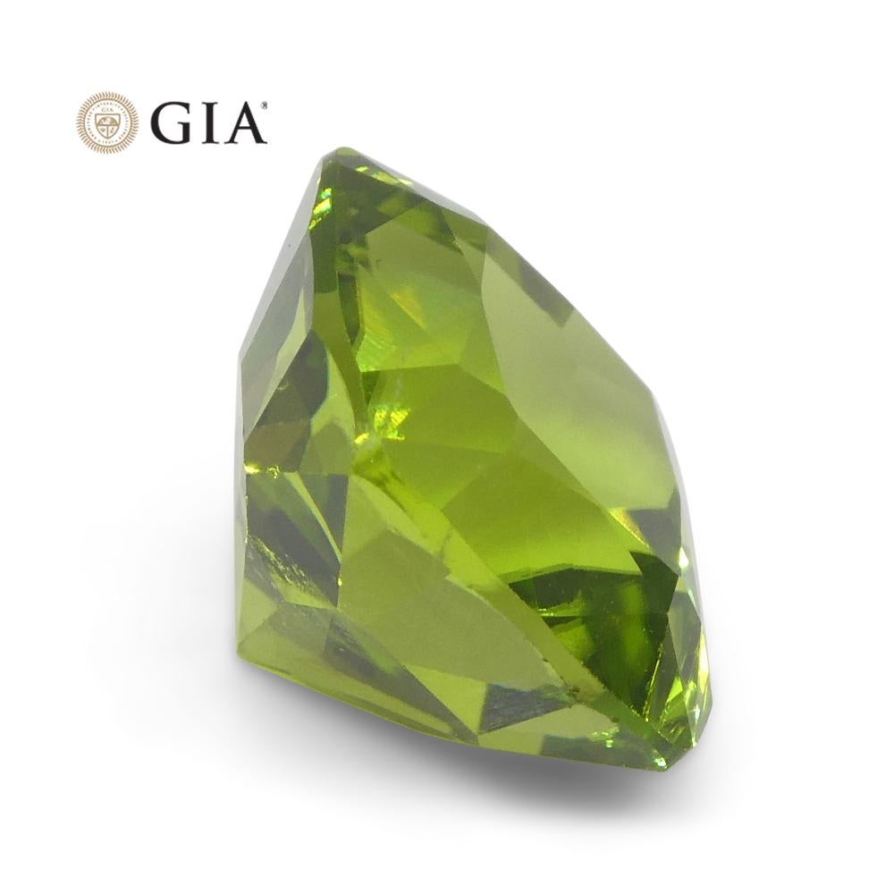6.88ct Cushion Yellowish Green Peridot GIA Certified For Sale 5